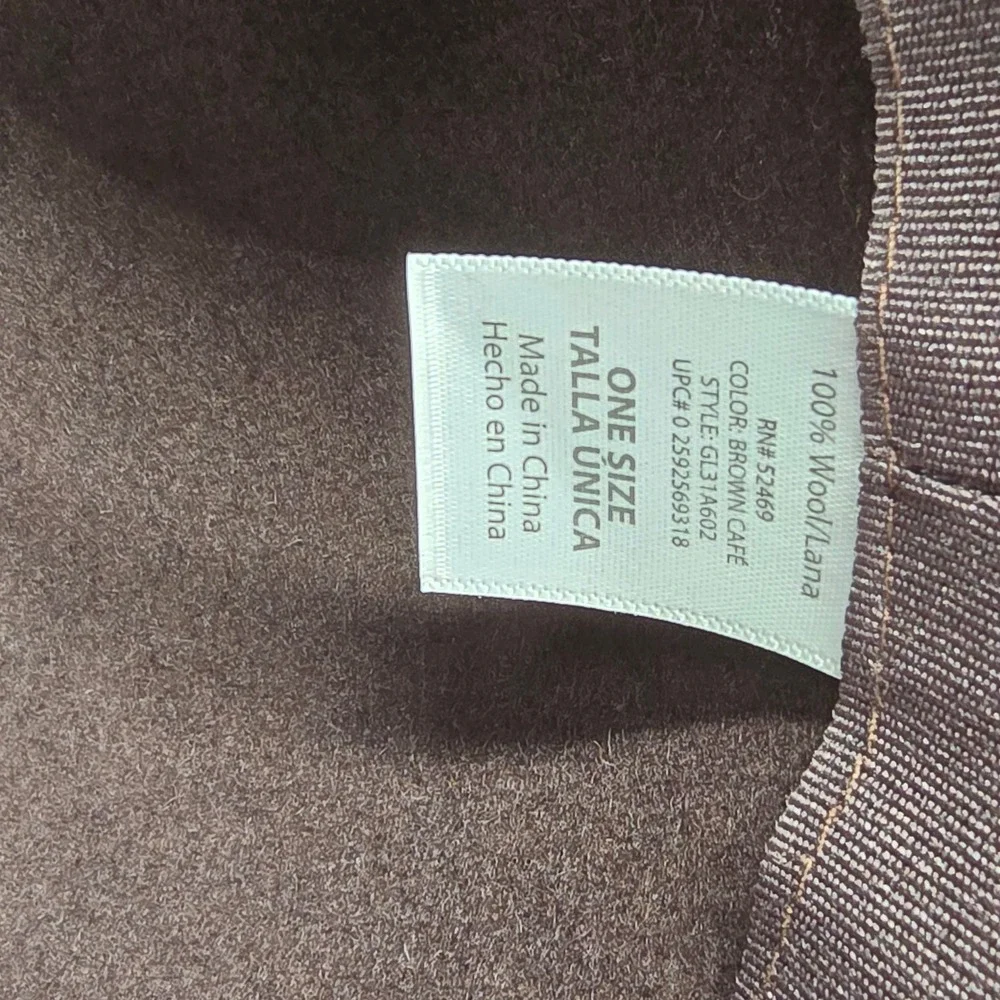 Womens Brown Wool Cloche‎ Hat with Buckle Detail One Size